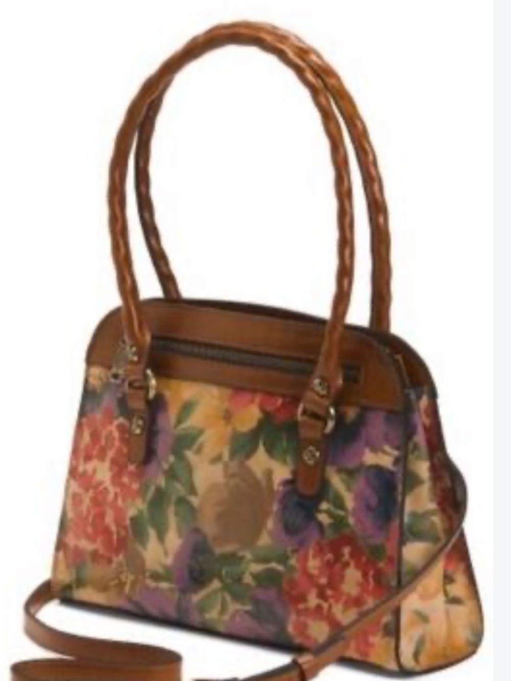 Patricia Nash Calvi French Hydrangea Italian Leather Floral Satchel Handbag - Picture 3 of 16
